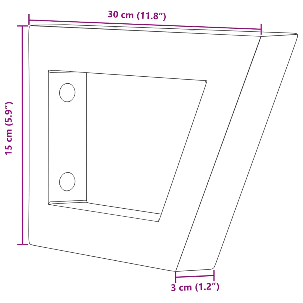 Wandbeugels voor wasbak 2 st trapezium staal zwart