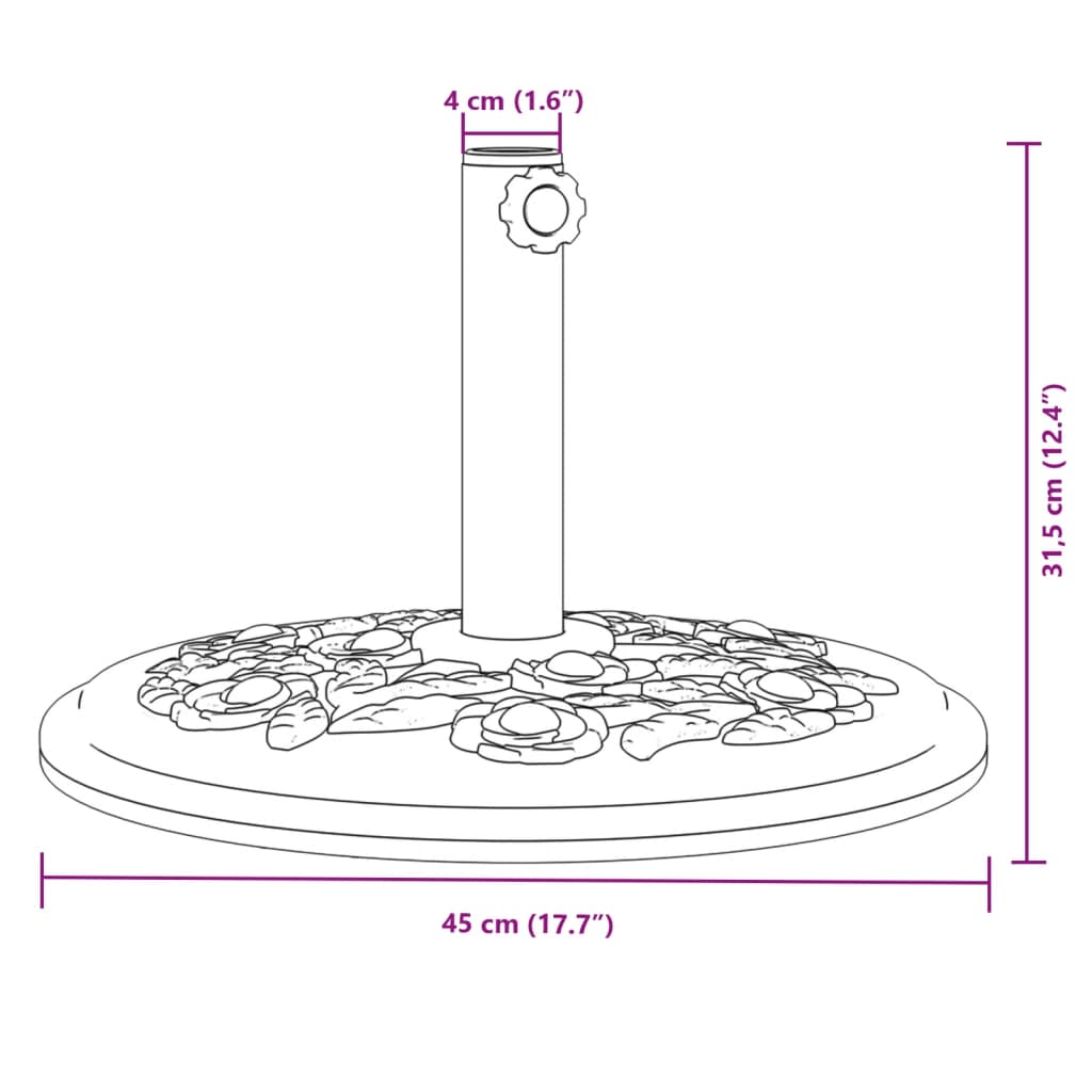 Parasolvoet voor stok van Ø38 / 48 mm 12 kg rond