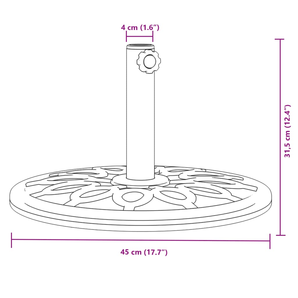 Parasolvoet voor stok van Ø38 / 48 mm 12 kg rond