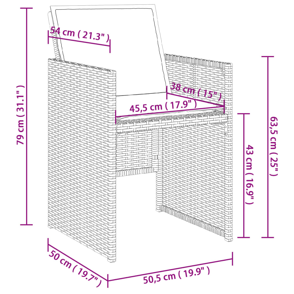 13-delige tuinset met kussens, grijs polyrotan