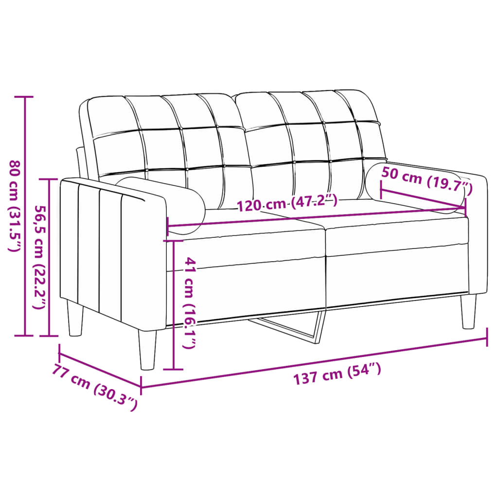 Tweezitsbank met sierkussens 120 cm fluweel geel