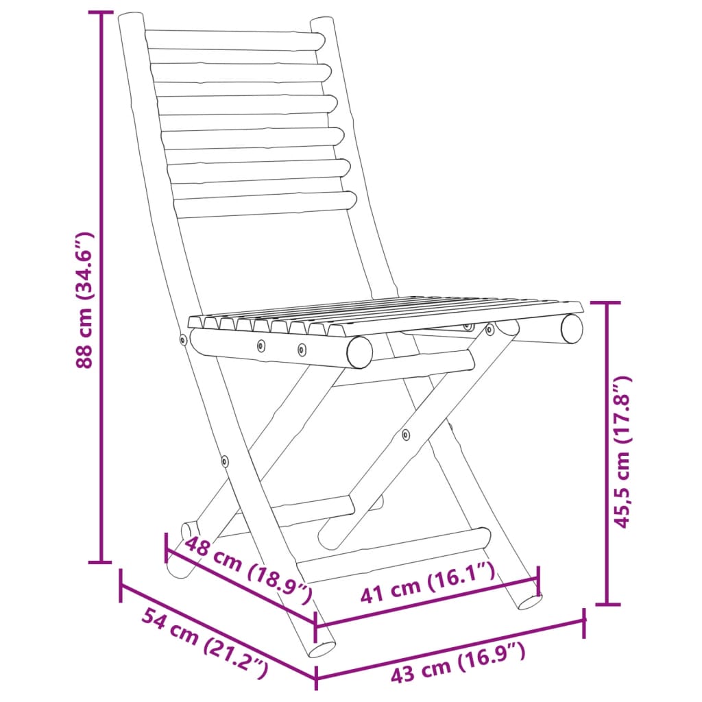 Tuinstoelen 4 st inklapbaar 43x54x88 bamboe
