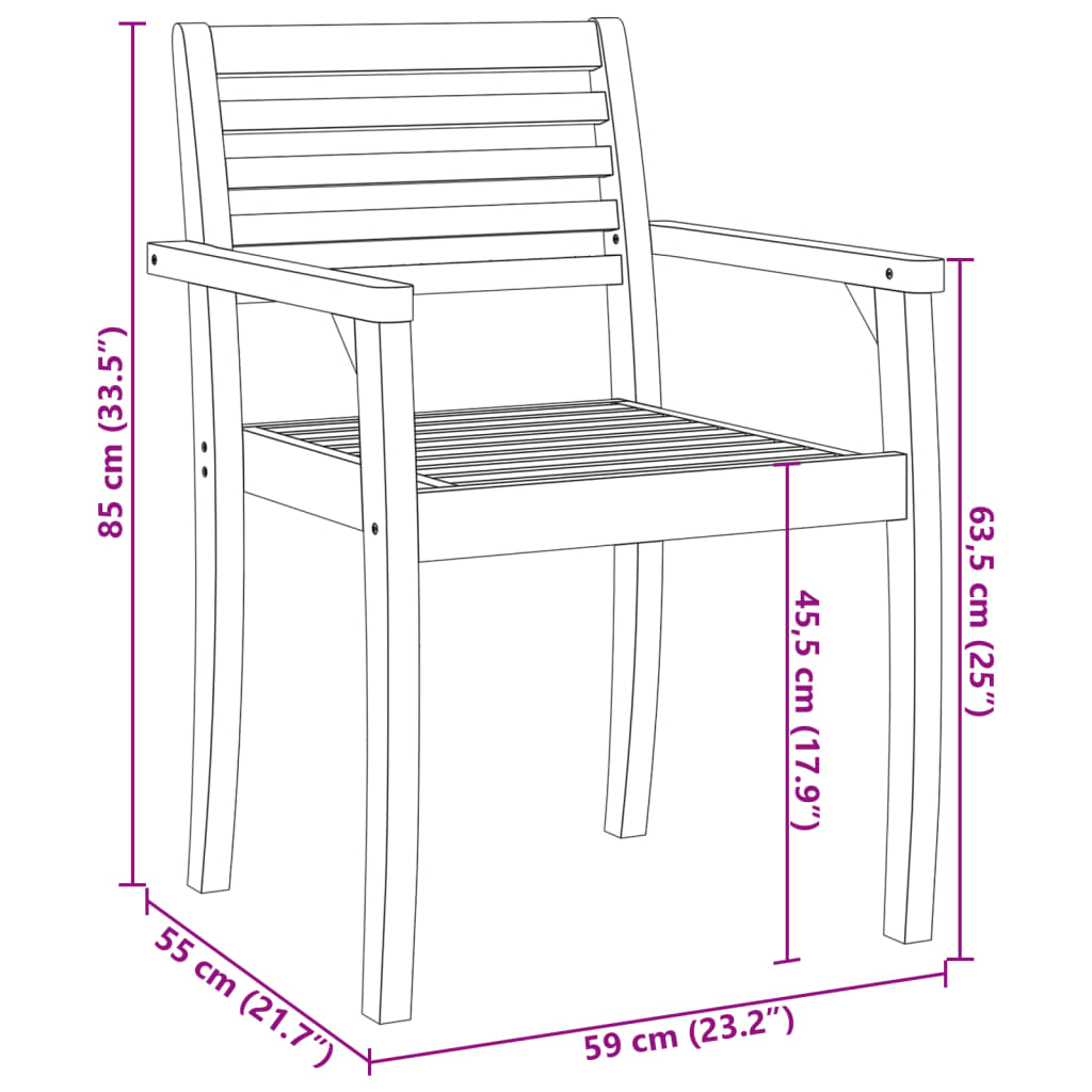 Tuinstoelen 8 st 59x55x85 cm massief acaciahout