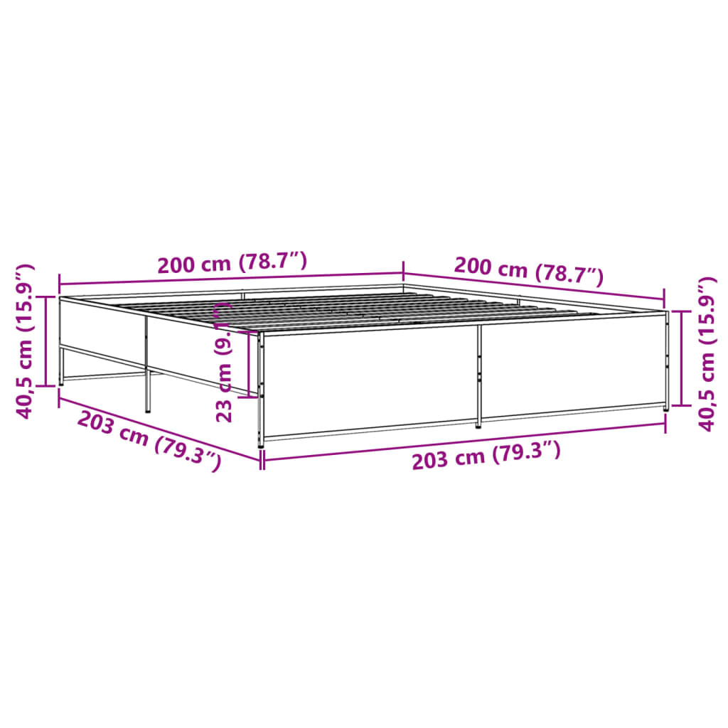 Bedframe bewerkt hout metaal zwart 200x200 cm