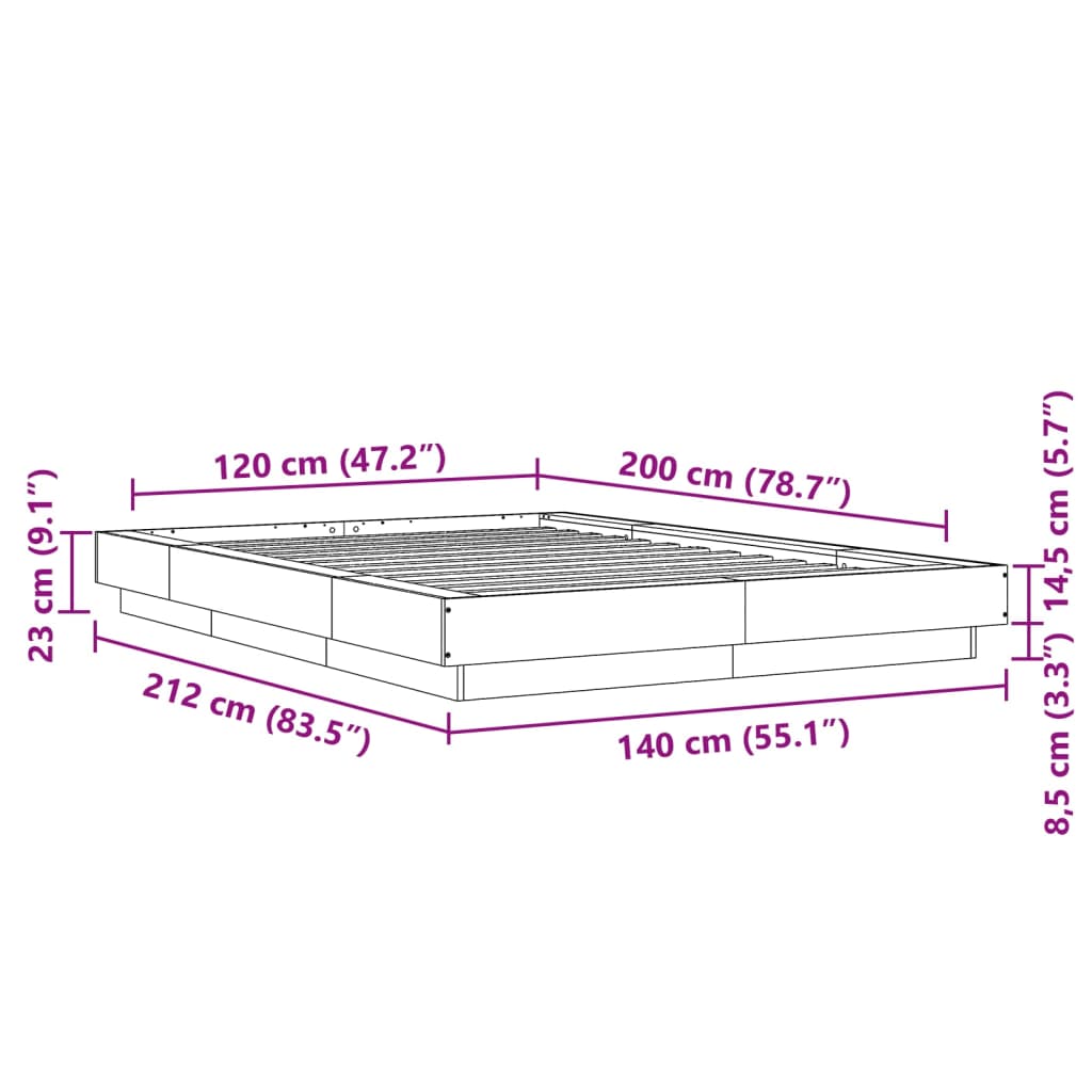Bedframe bewerkt hout zwart 120x200 cm