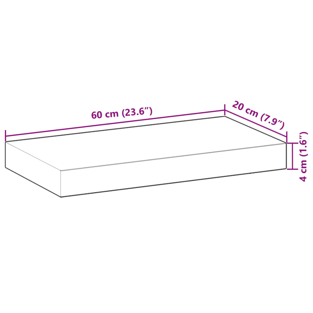 Wandschappen 4 st zwevend olieafwerking 60x20x4 cm acaciahout
