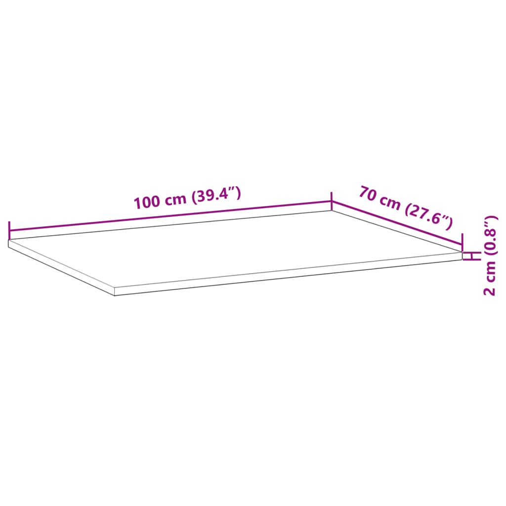 Bureaublad Onbehandeld Massief Acaciahout 100 x 70 x 2 cm Bruin