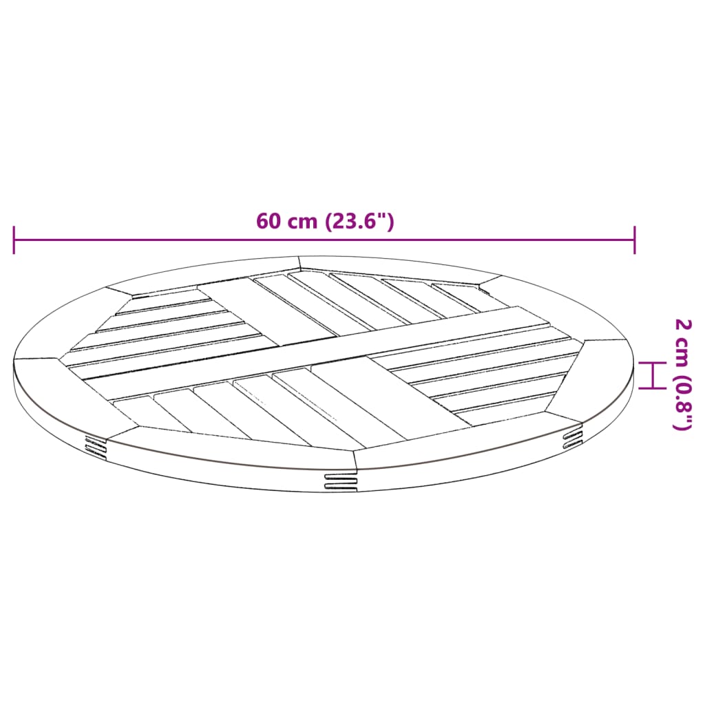 Tafelblad Ø 60X2 Cm Massief Acaciahout 60 cm