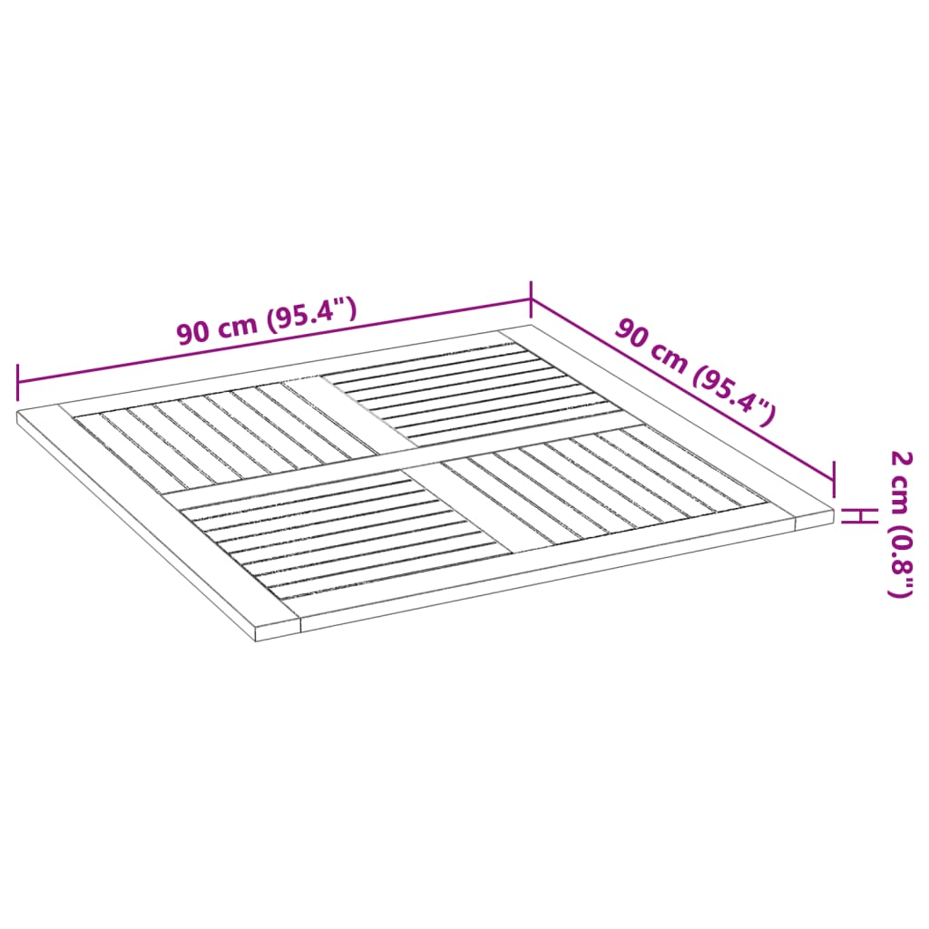 Tafelblad vierkant 90x90x2,2 cm massief acaciahout