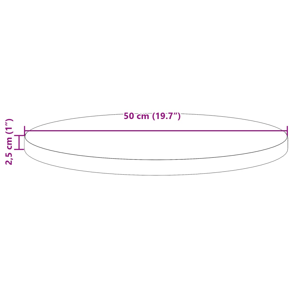 Tafelblad rond Ø50x2,5 cm massief grenenhout wasbruin