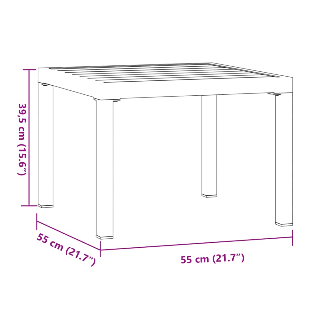 Tuinsalontafel 55x55x39,5 cm gepoedercoat staal zwart