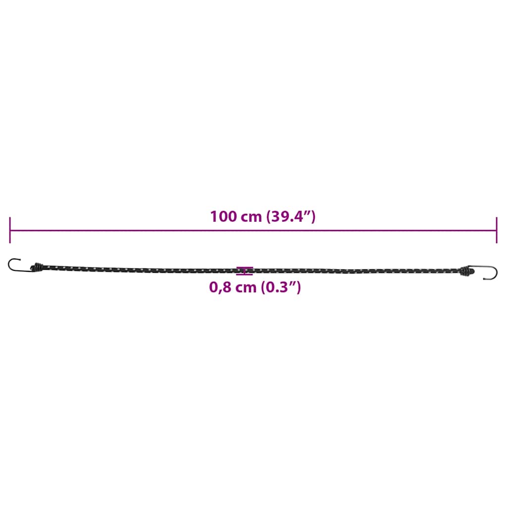 Spanelastieken met reflecterende strips en haken 10 st 100 cm