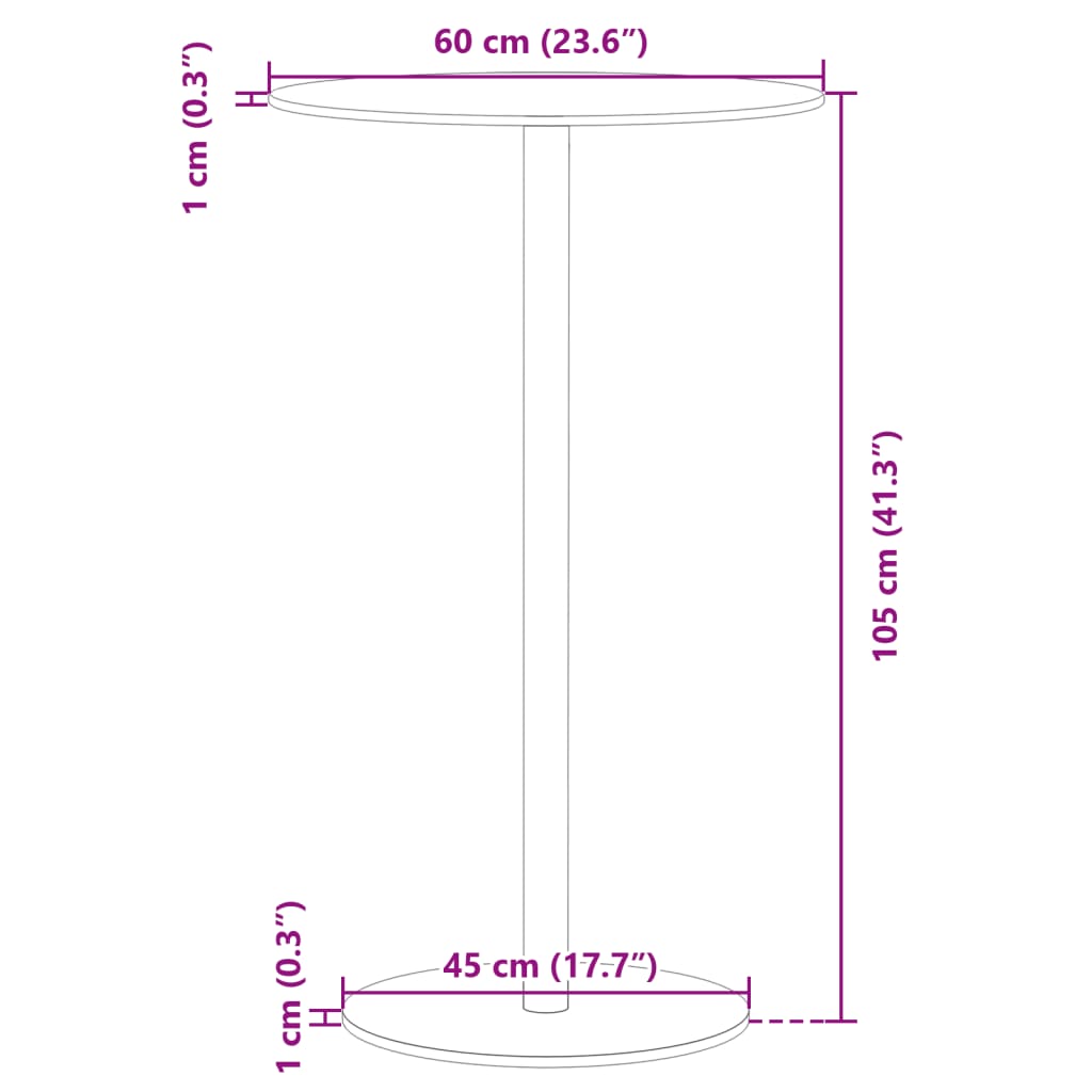 Tuintafel Rond Ø60X105 Cm Staal Zwart