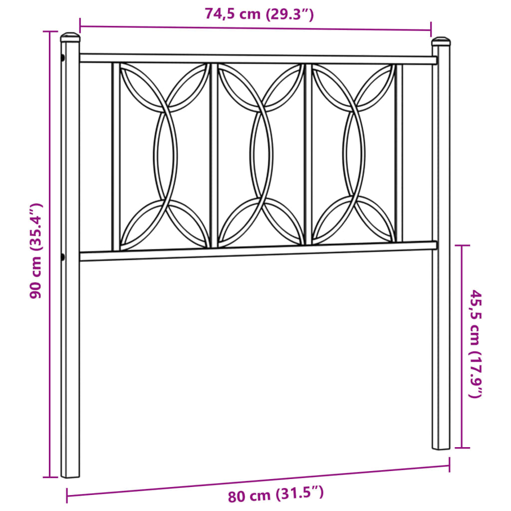 Hoofdbord 75 cm metaal wit