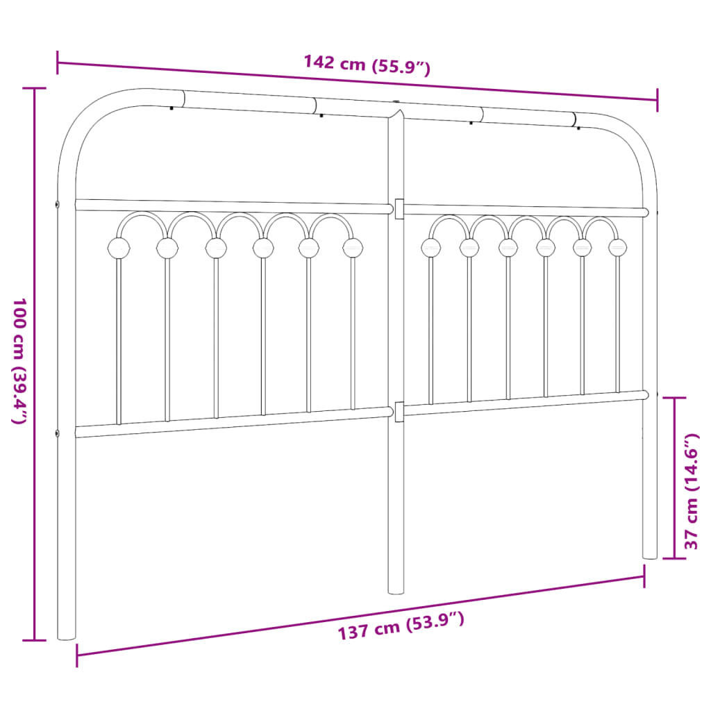 Hoofdbord 135 cm metaal wit