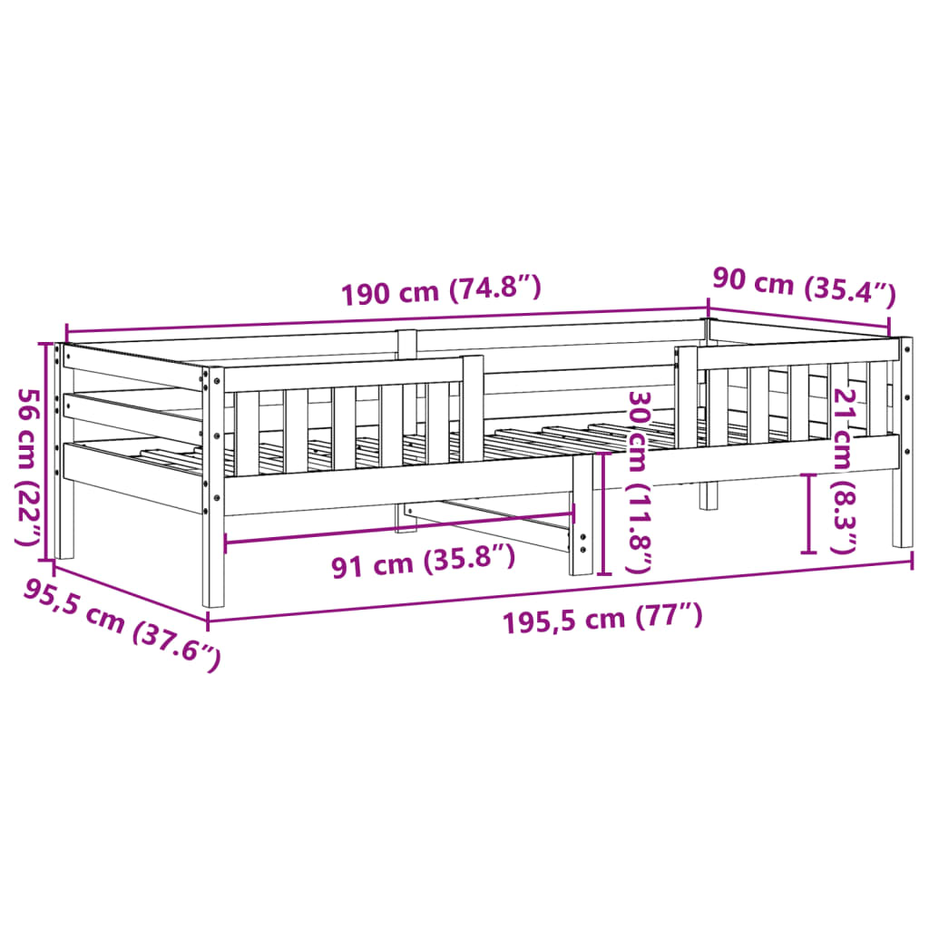 Bedframe 90x190 cm massief grenenhout