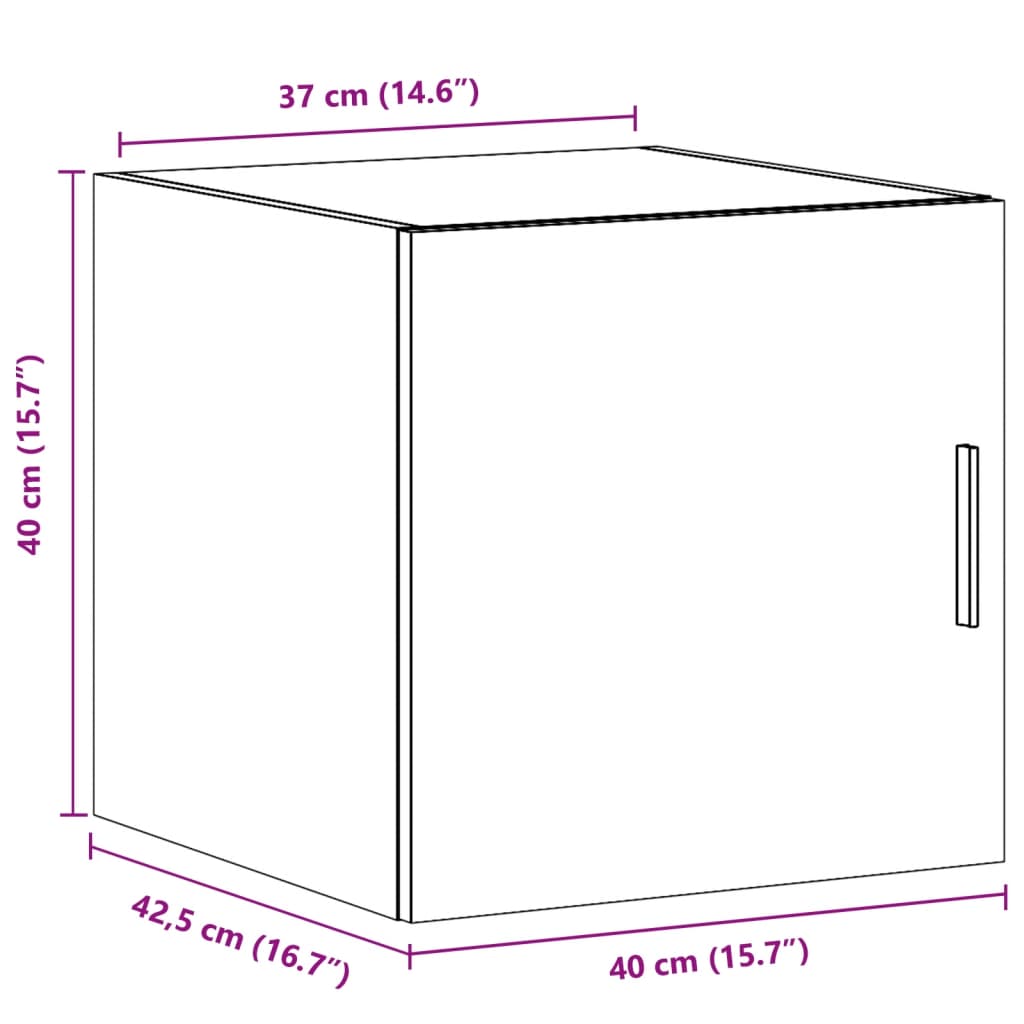 Wandkast 40X42,5X40 Cm Bewerkt Hout Betongrijs