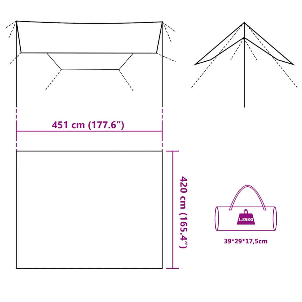 Kampeerluifel waterdicht 451x420 cm camouflage