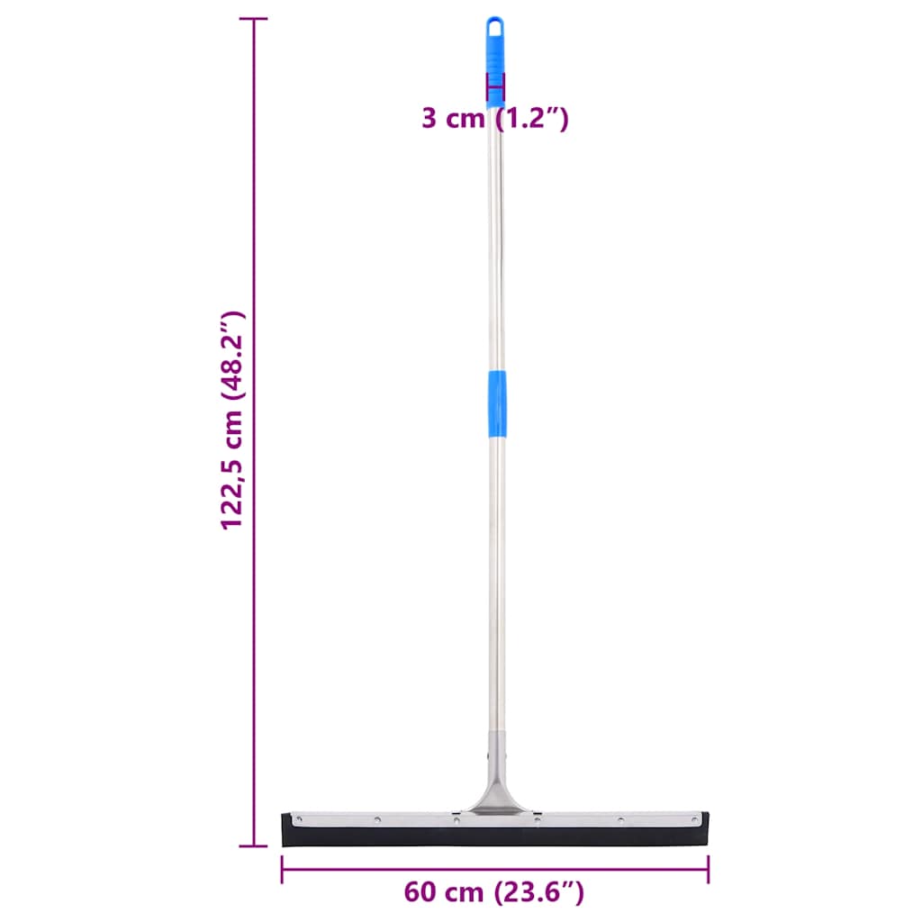 Vloerwisser 60x122,5 cm staal en rubber