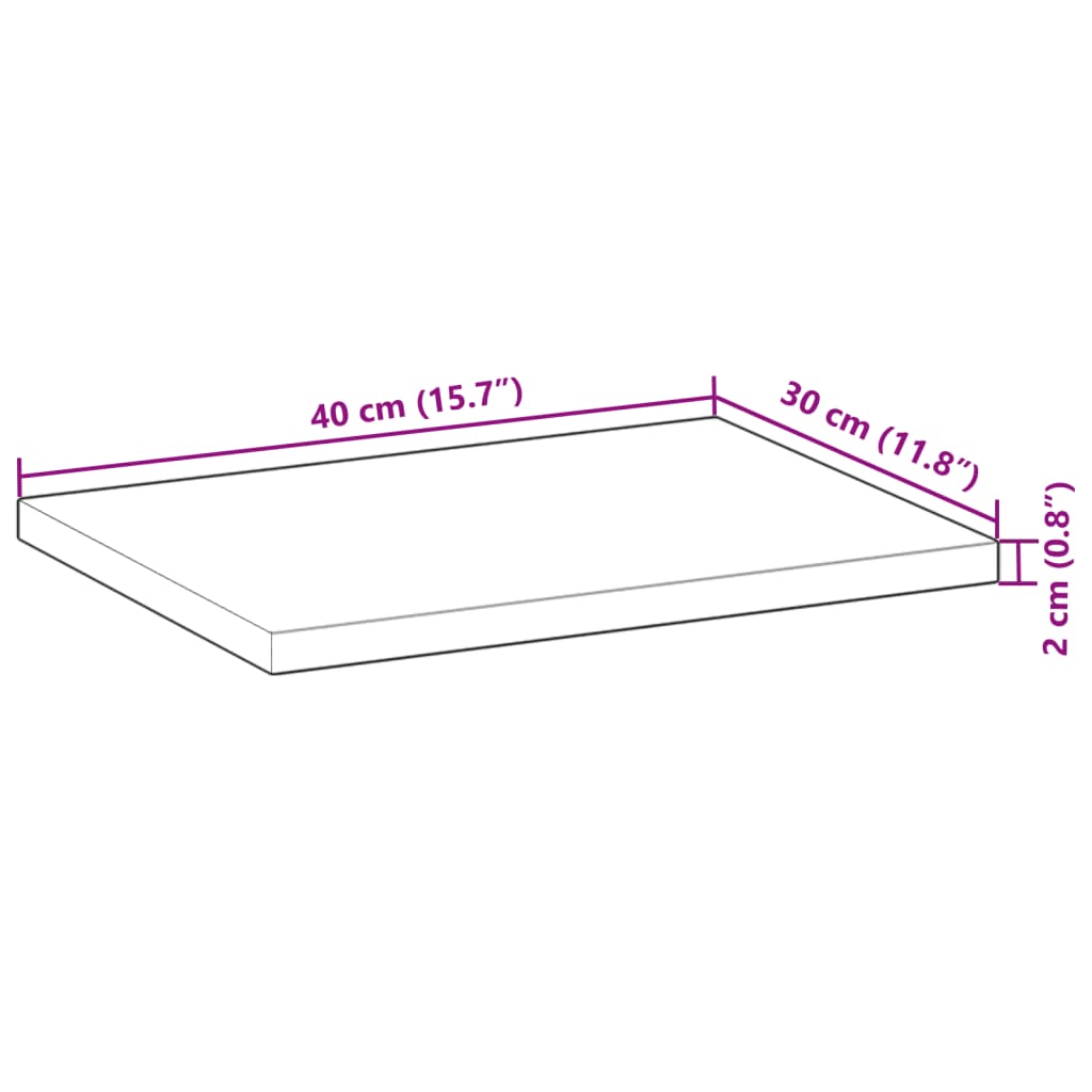 Tafelblad Rechthoekig Massief Acaciahout 40 x 30 x 2 cm Naturel (onafgewerkt)