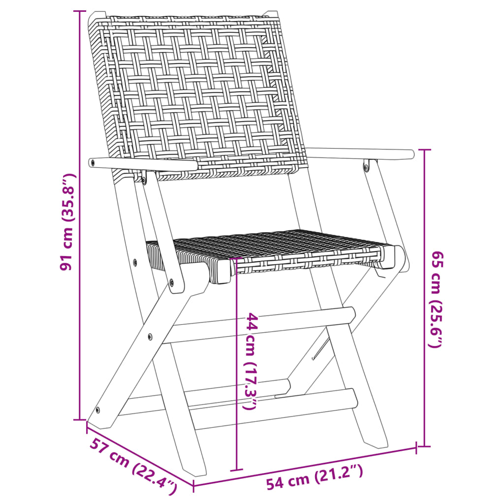 5-Delige Tuinset Poly Rattan En Massief Hout 90 x 90 x 75 cm
