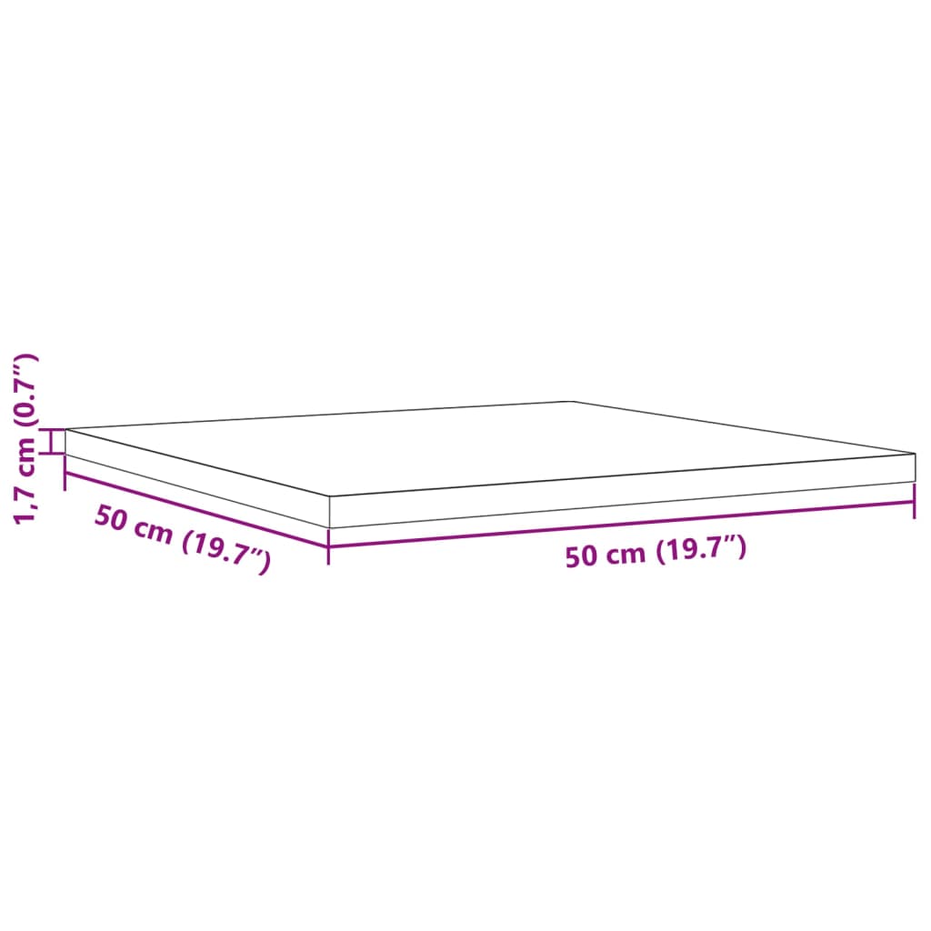 Tafelblad vierkant 50x50x1,7 cm massief grenenhout