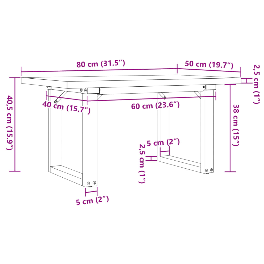 Salontafel O-frame 80x50x40,5 cm grenenhout en gietijzer