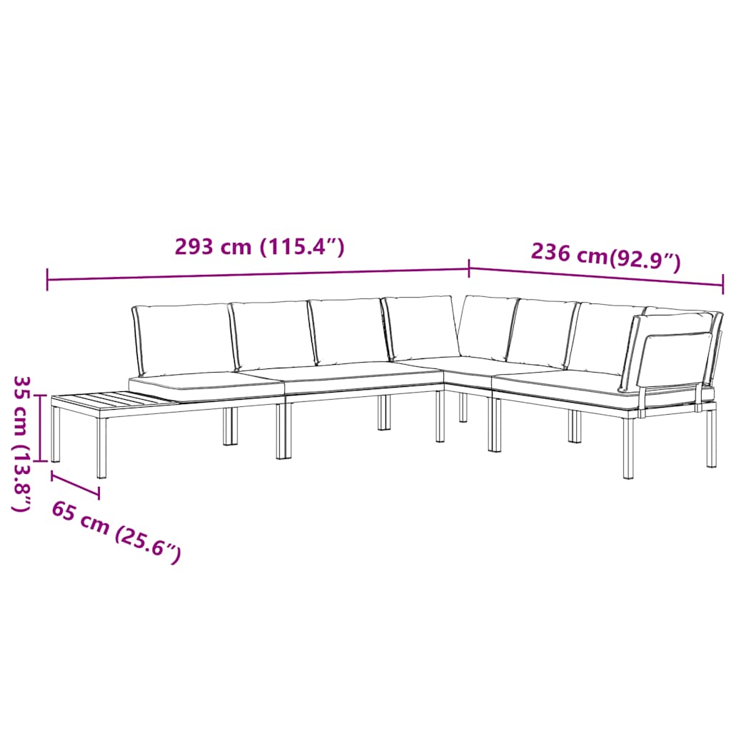 4-delige Loungeset met kussens aluminium zwart
