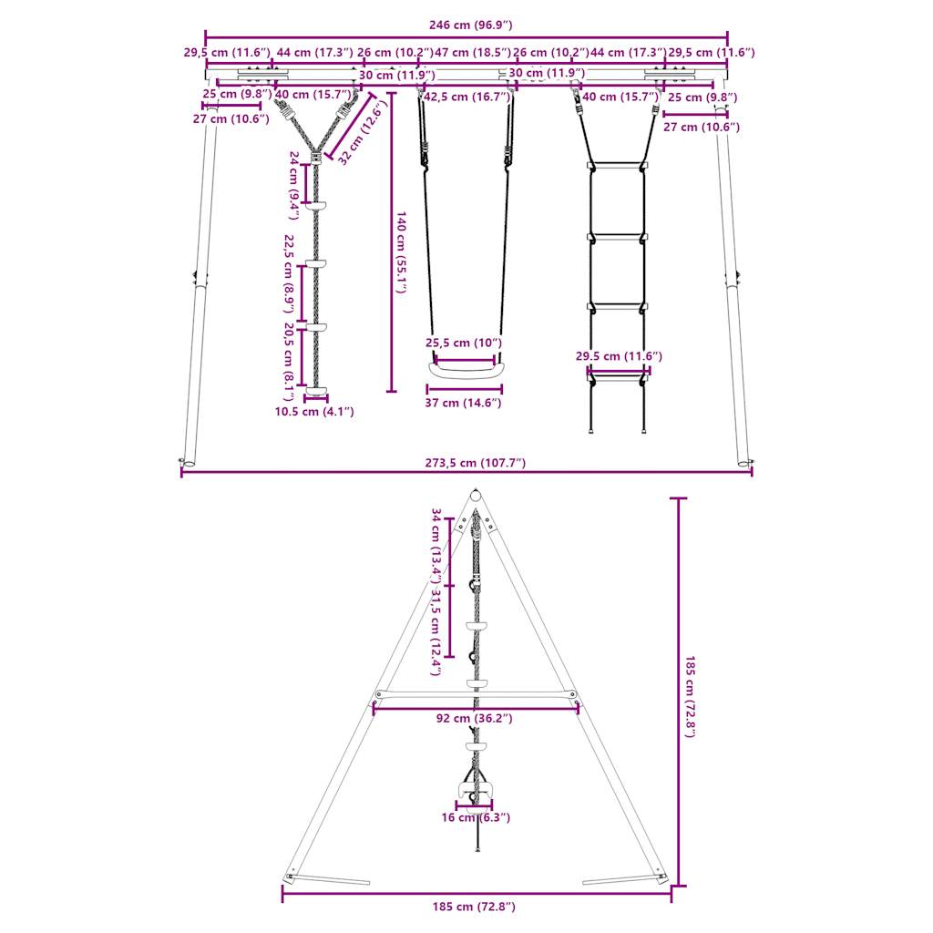 Schommelset Met Schommel, Ladder En Klimtouw Met Schijven 1