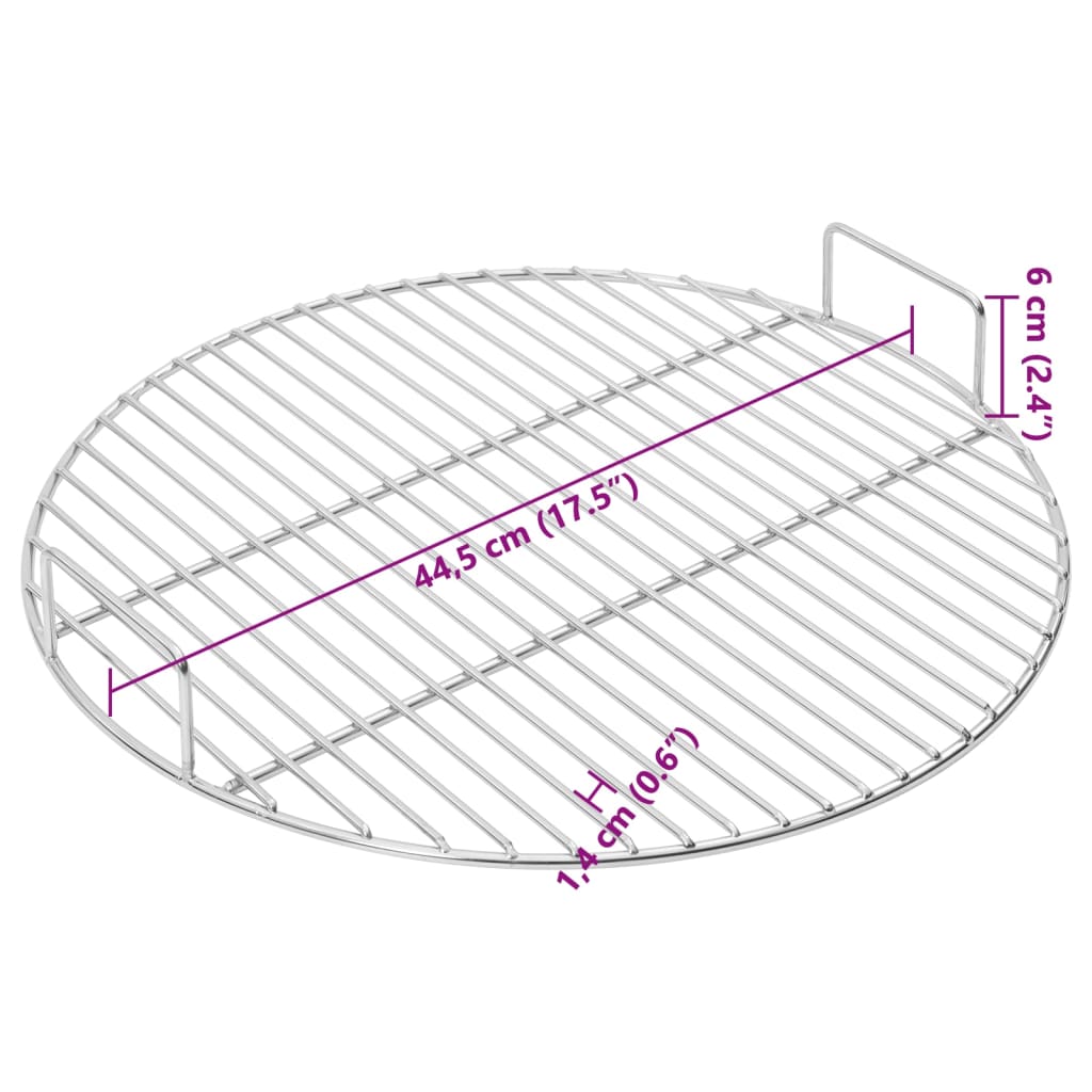 Barbecuerooster met handgrepen rond Ø44,5 cm 304 roestvrijstaal