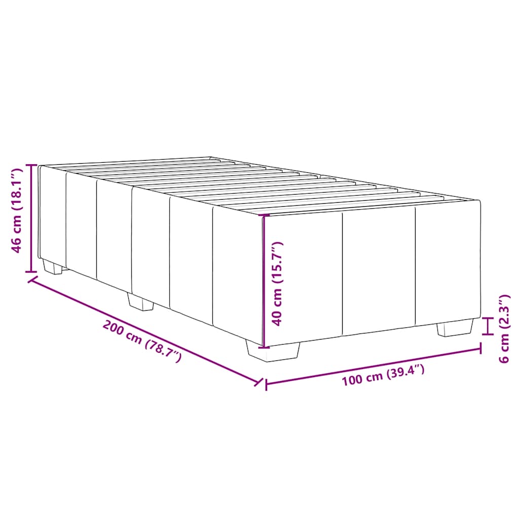 Bedframe zonder matras 100x200 cm stof donkerbruin