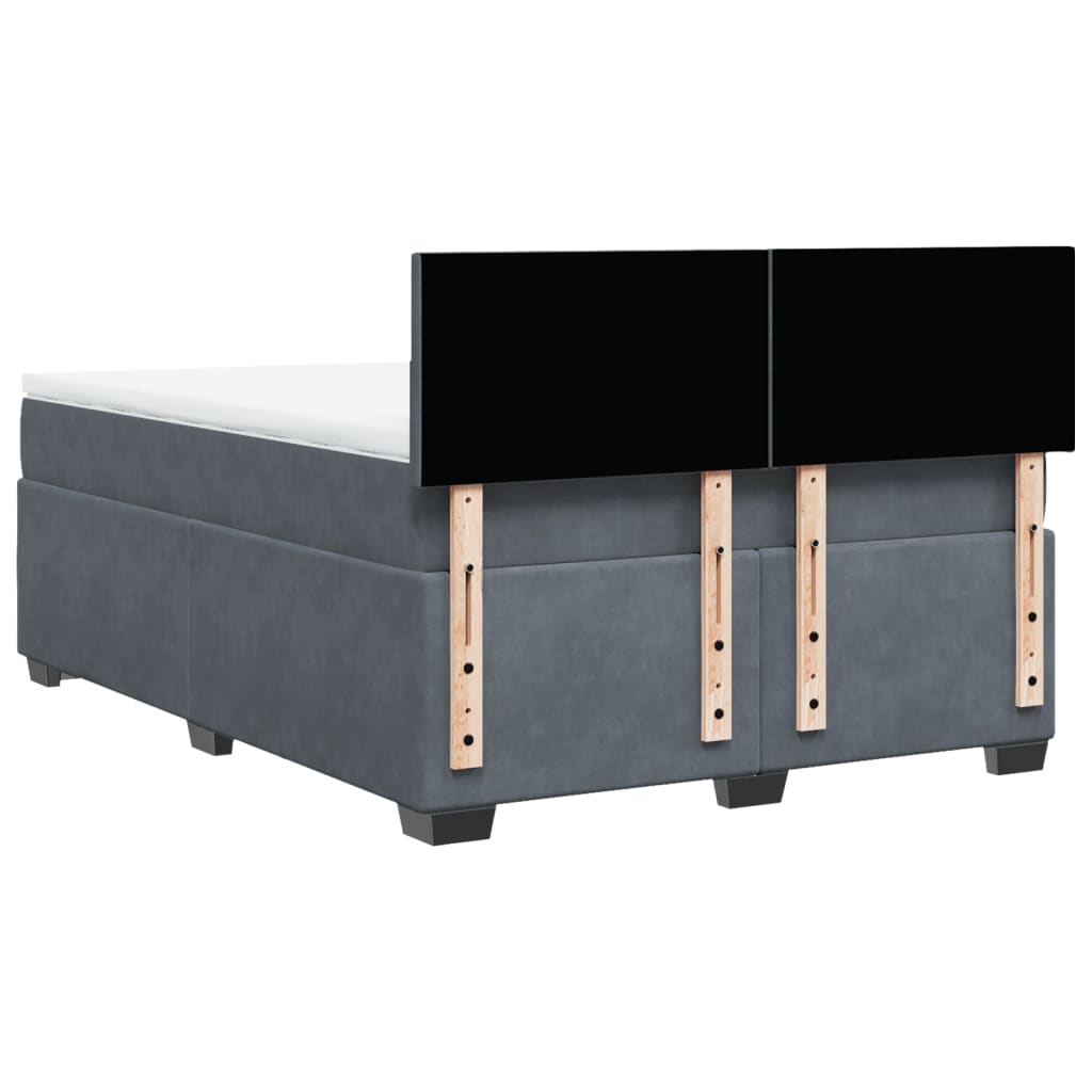 Boxspring met matras fluweel donkergrijs 140x190 cm