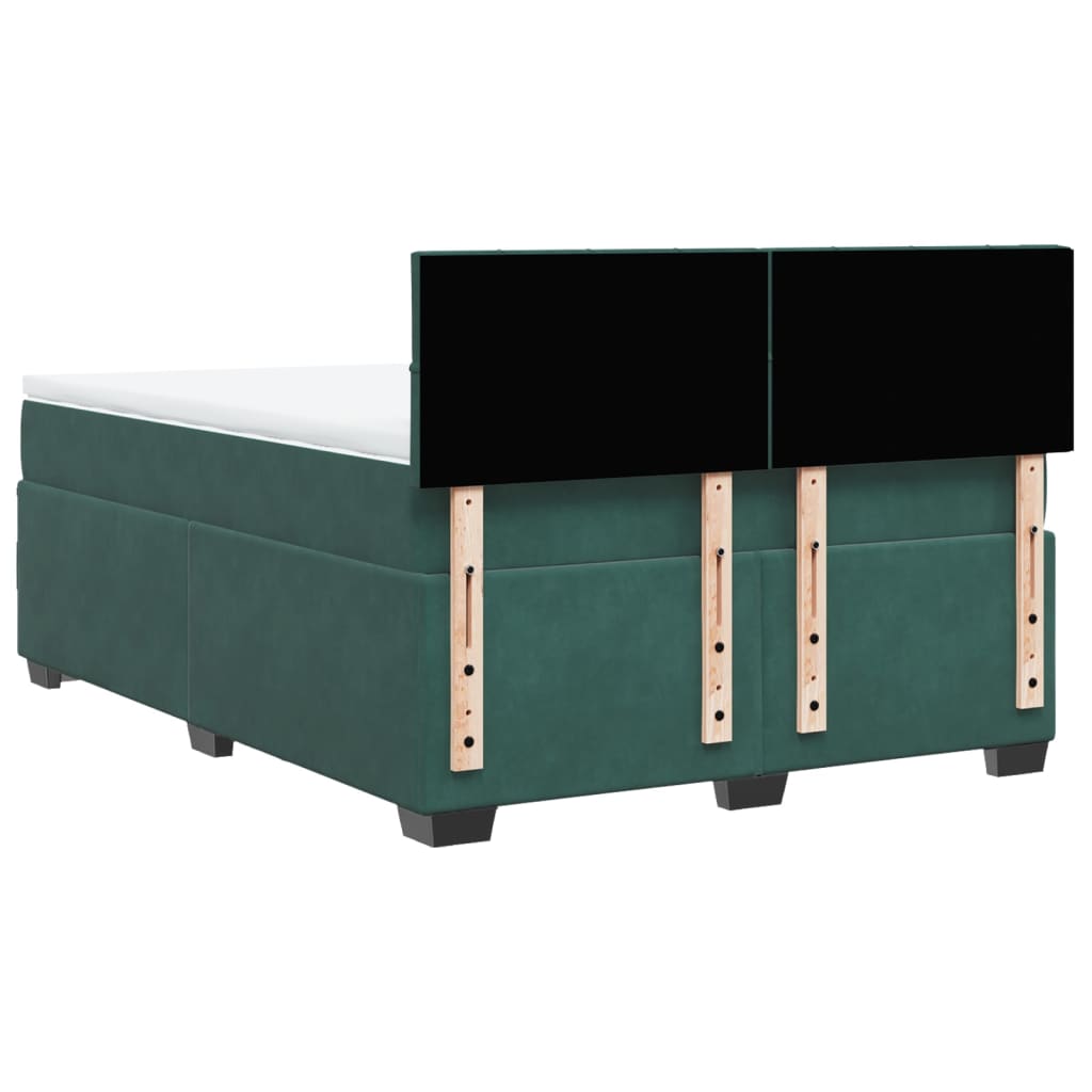 Boxspring met matras fluweel donkergroen 140x190 cm