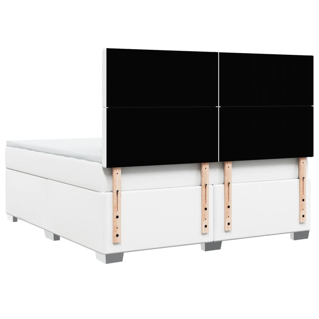 Boxspring met matras kunstleer wit 180x200 cm