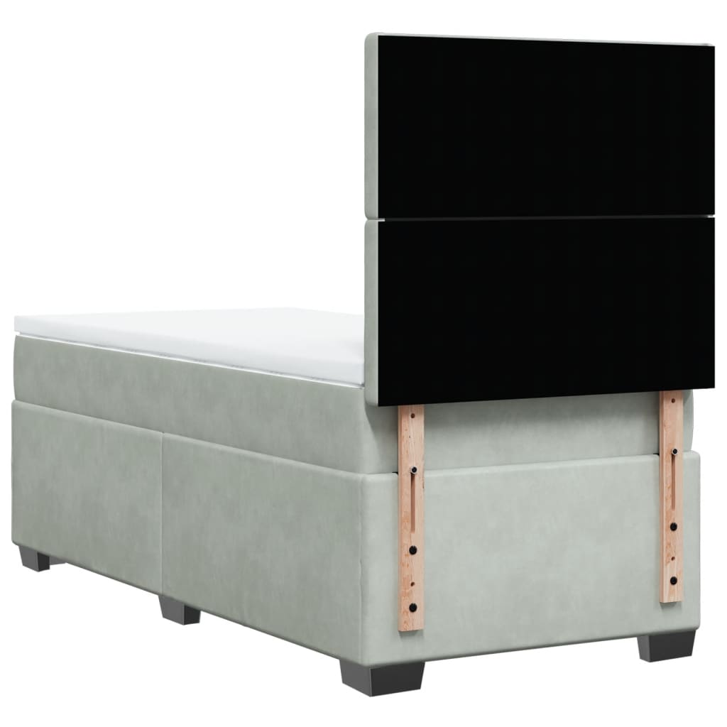 Boxspring met matras fluweel lichtgrijs 90x200 cm