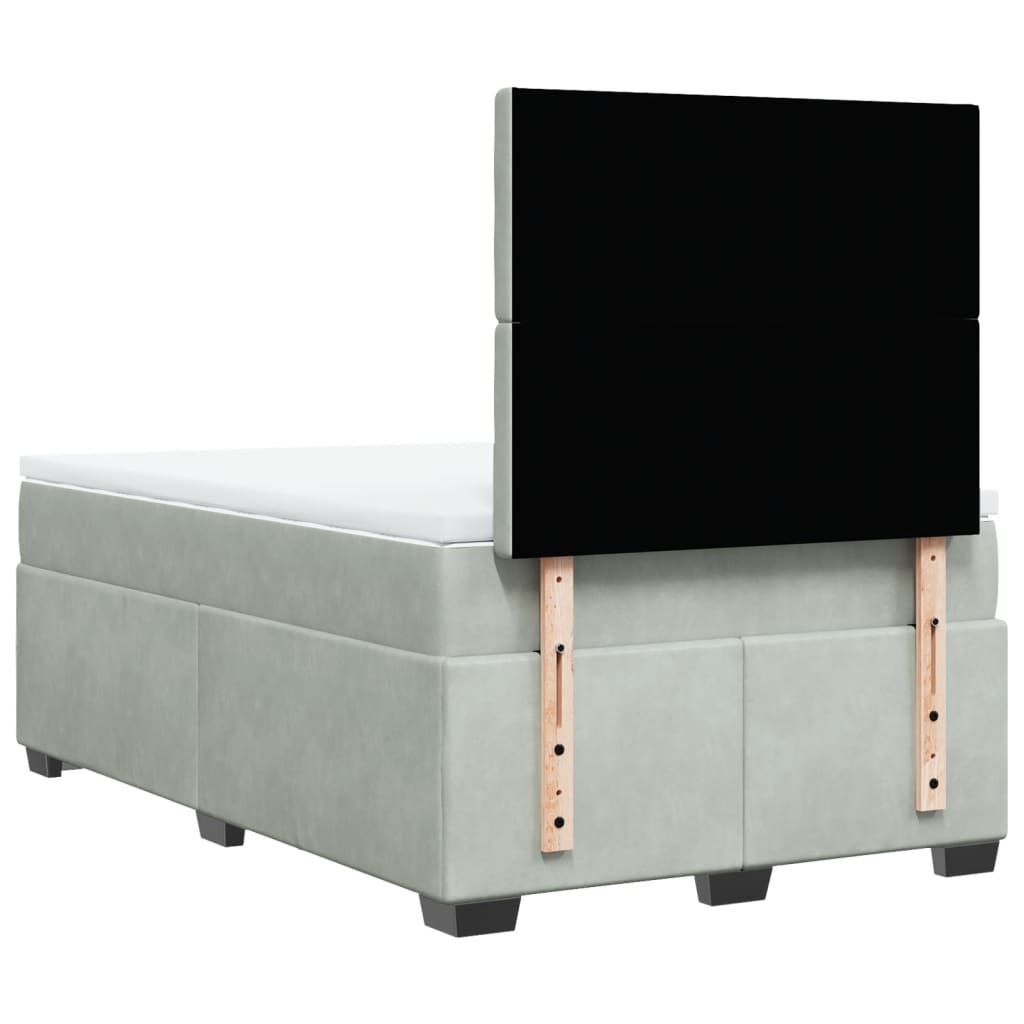 Boxspring met matras fluweel lichtgrijs 120x190 cm