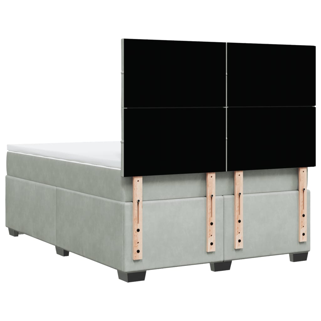 Boxspring met matras fluweel lichtgrijs 140x200 cm