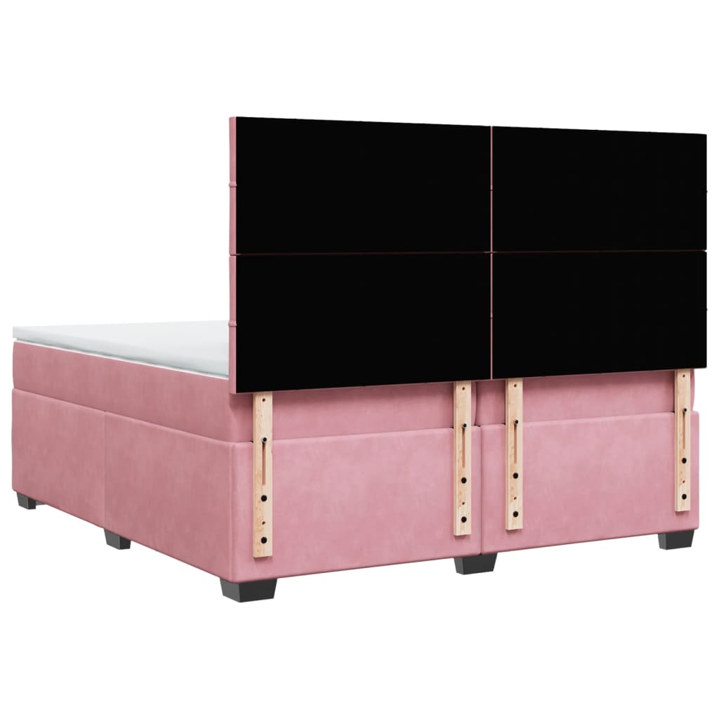 Boxspring met matras fluweel roze 200x200 cm