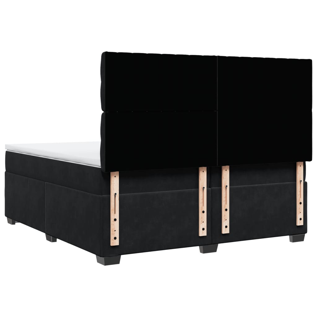 Boxspring met matras fluweel zwart 200x200 cm