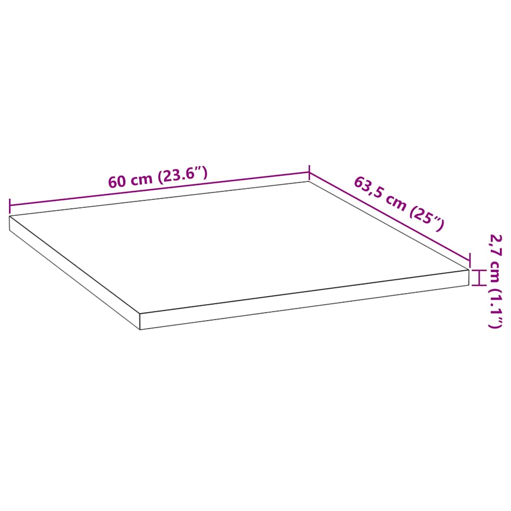 Keuken werkblad rechthoekig 60x63,5x2,7 cm massief eikenhout