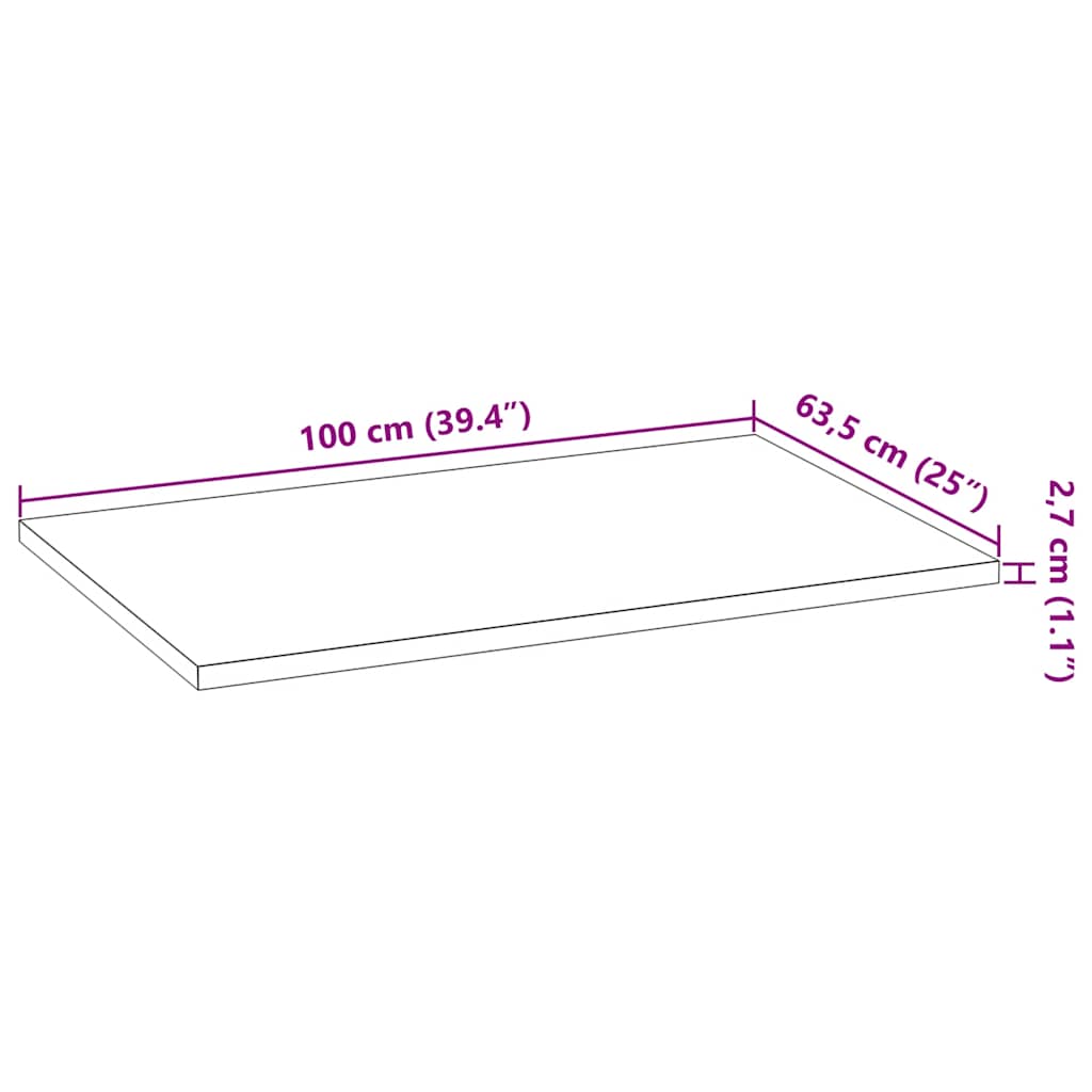 Keuken werkblad rechthoekig 100x63,5x2,7 cm massief eikenhout