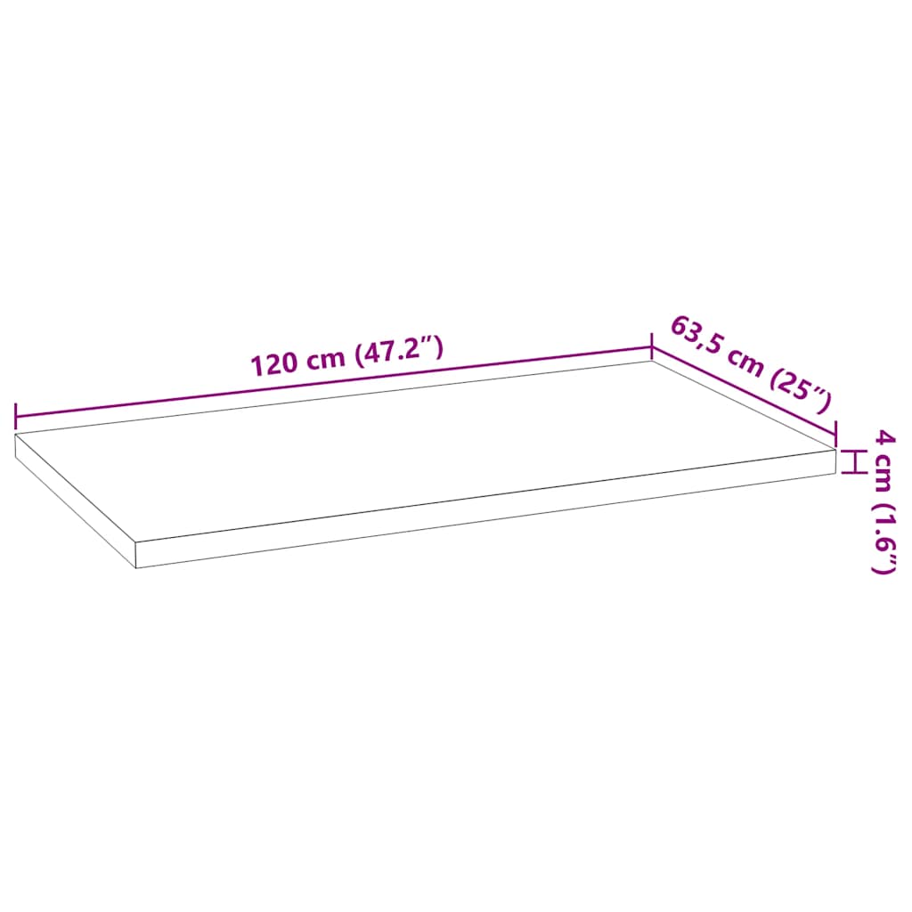 Keuken werkblad rechthoekig 120x63,5x4 cm massief eikenhout