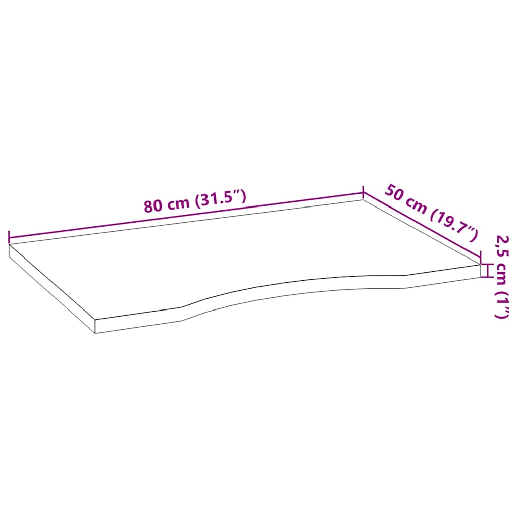 Bureaublad rechthoekig 80x50x2,5 cm eikenhout donkerbruin