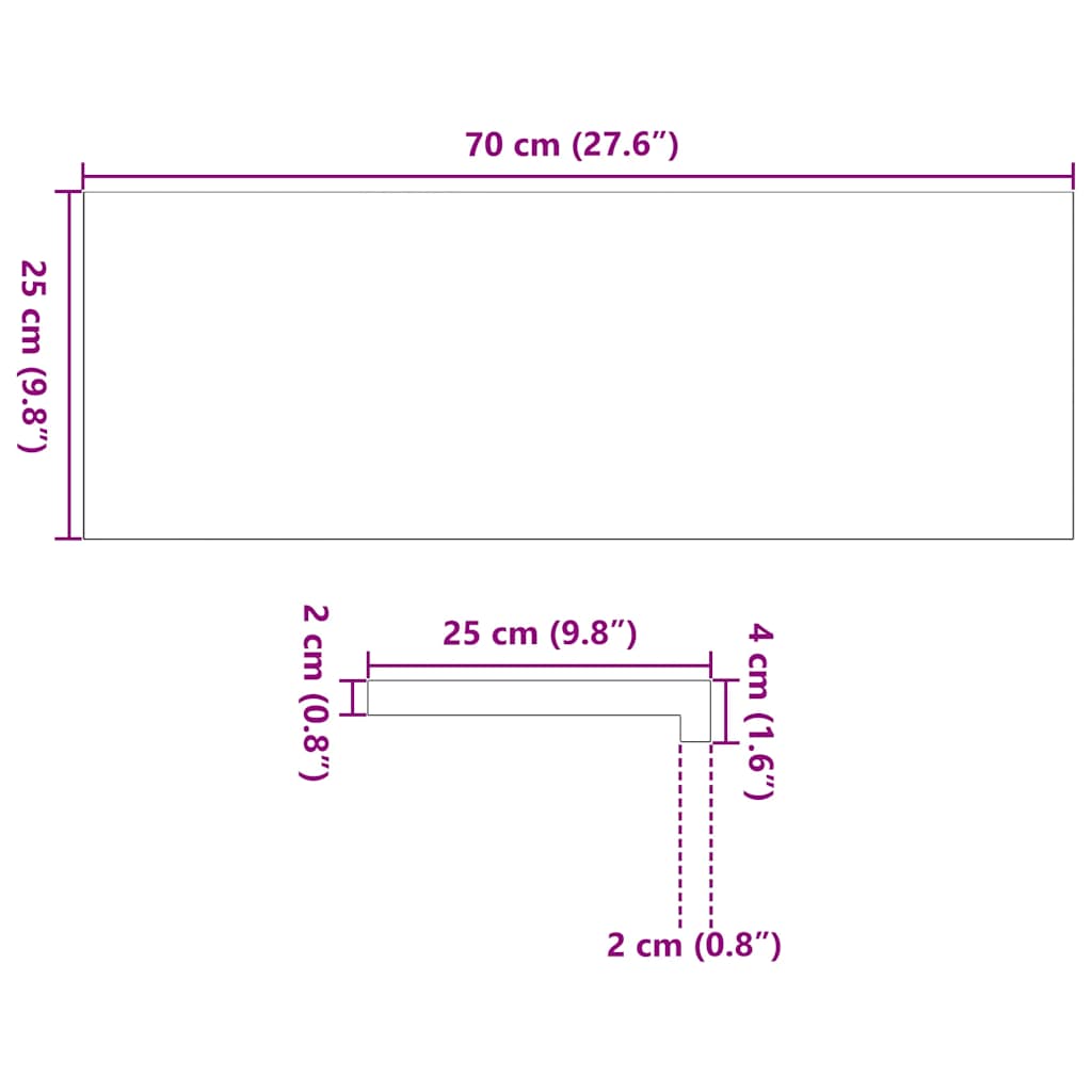 Vensterbanken 2 st onbehandeld 70x25x2 cm massief eikenhout