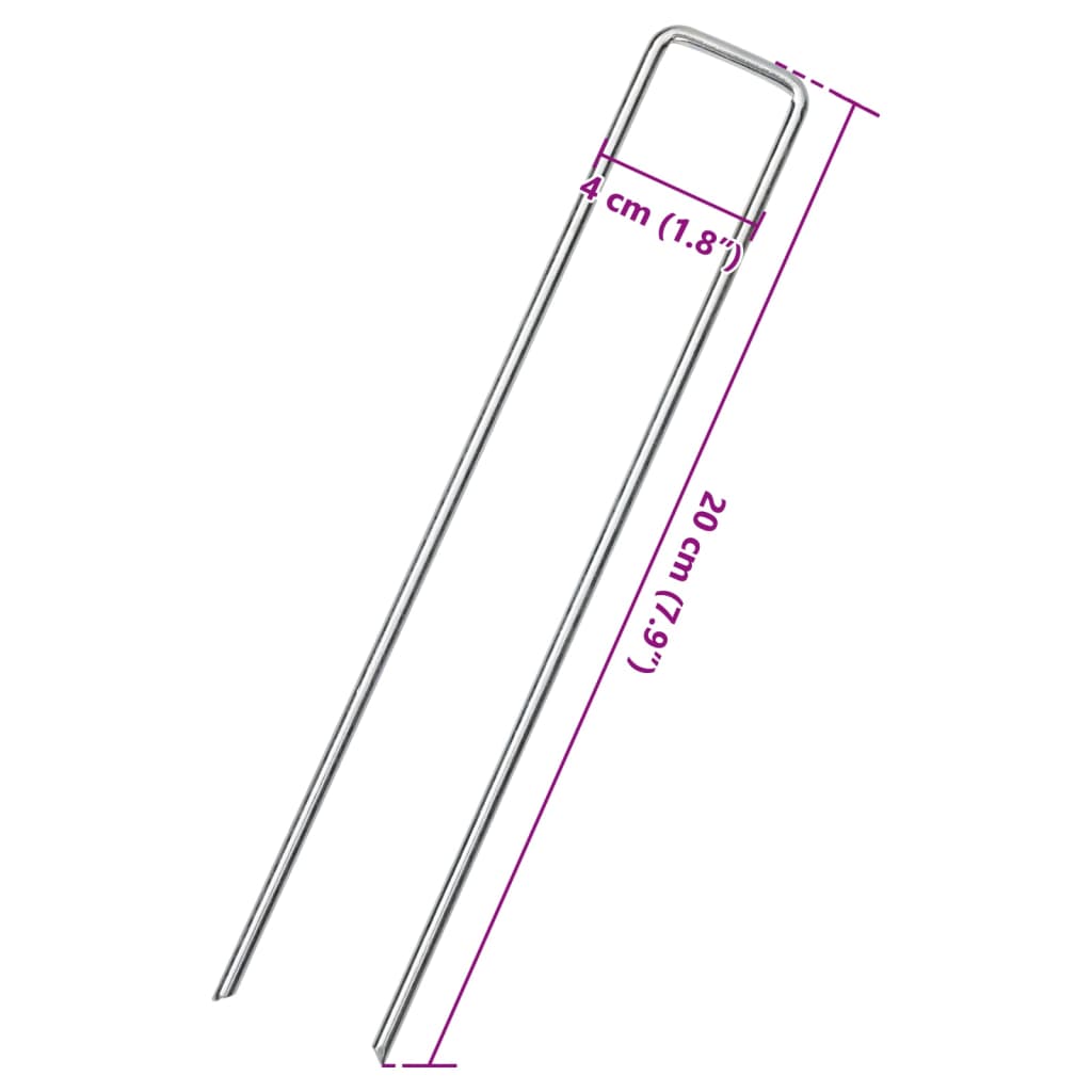 Grondharingen 25 st U-vormig 20x4 cm gegalvaniseerd staal