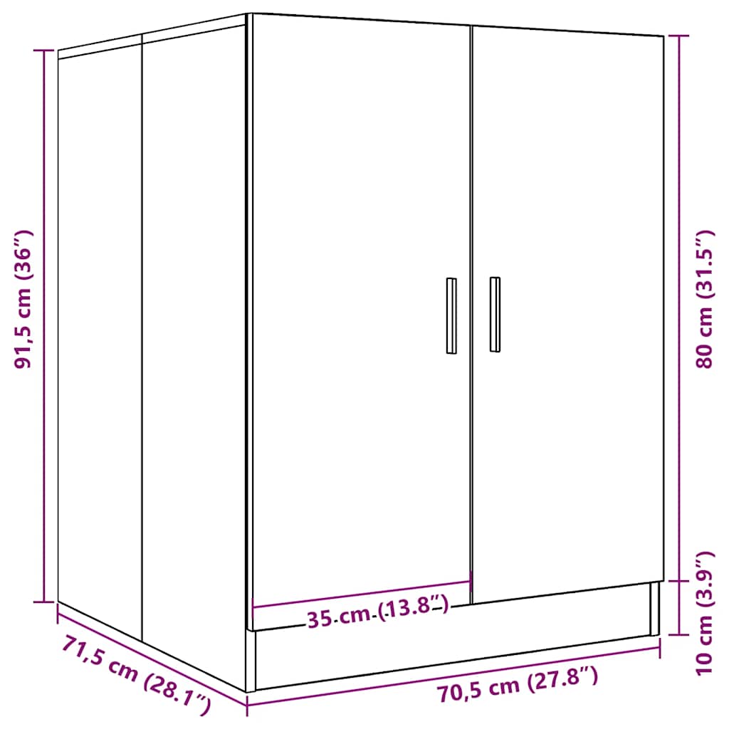 Wasmachinekast 70,5x71,5x91,5 cm sonoma eikenkleurig