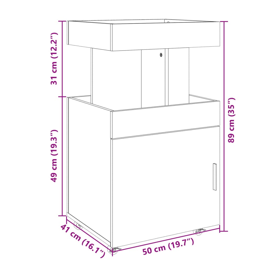 Drankkar 50x41x89 cm bewerkt hout wit