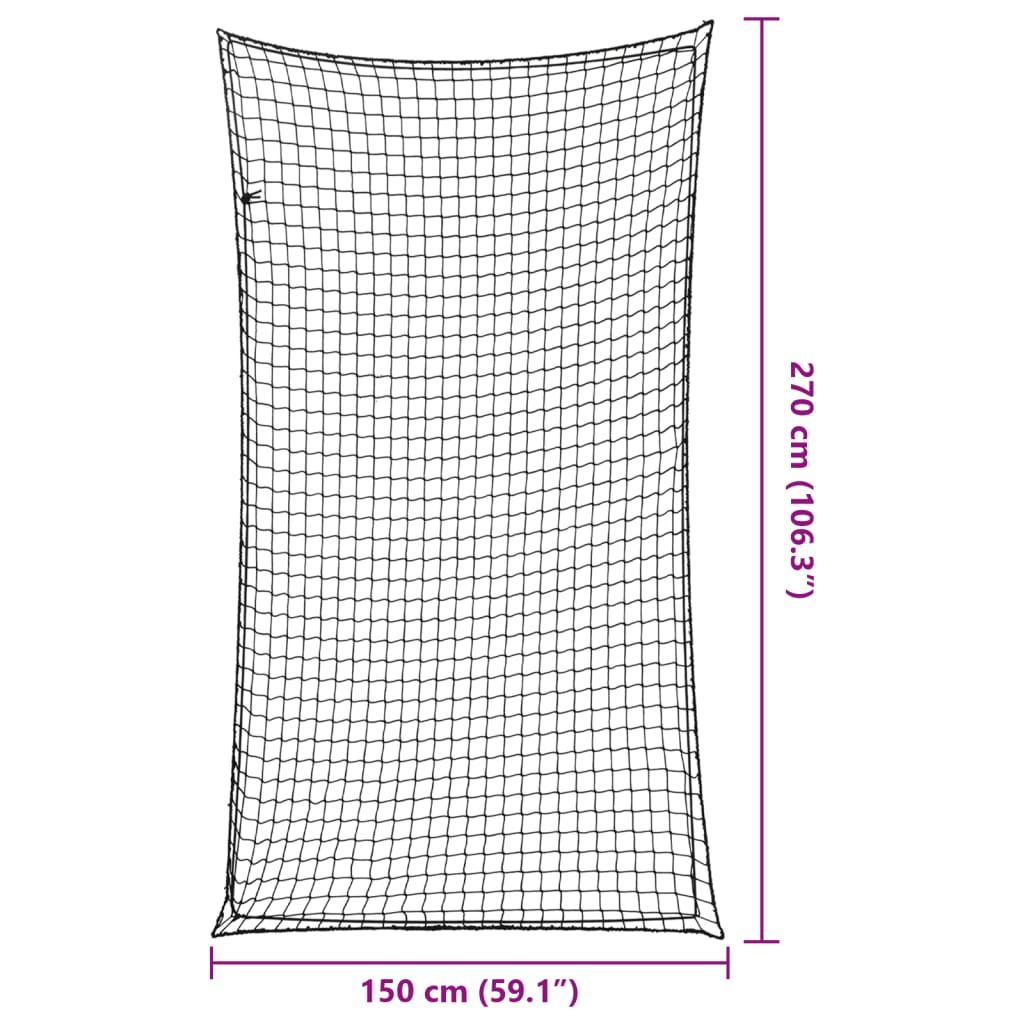 Aanhangwagennet elastisch touw 2,7x1,5 m polypropeen zwart