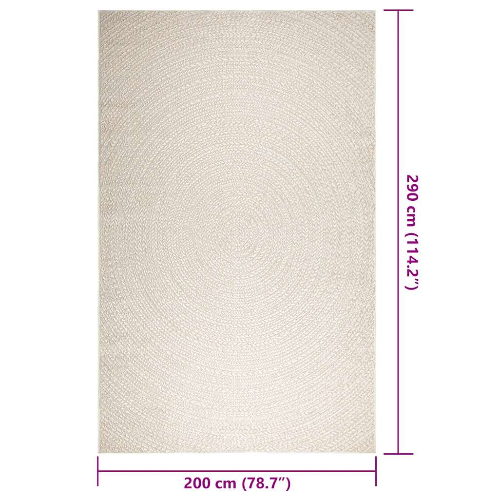 Vloerkleed ZIZUR room binnen en buiten 200x290 cm jute look
