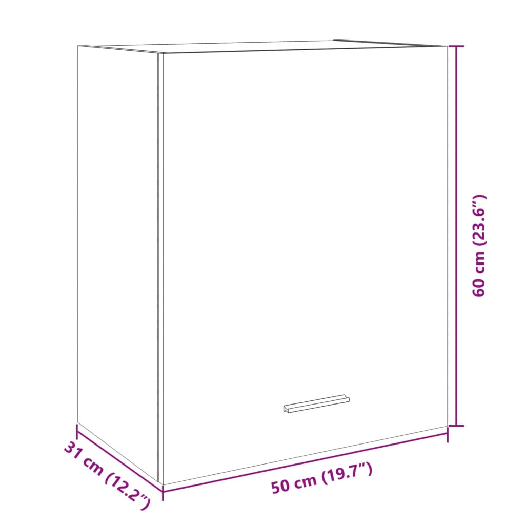 Wandkast 50x31x60 cm bewerkt hout sonoma eikenkleurig